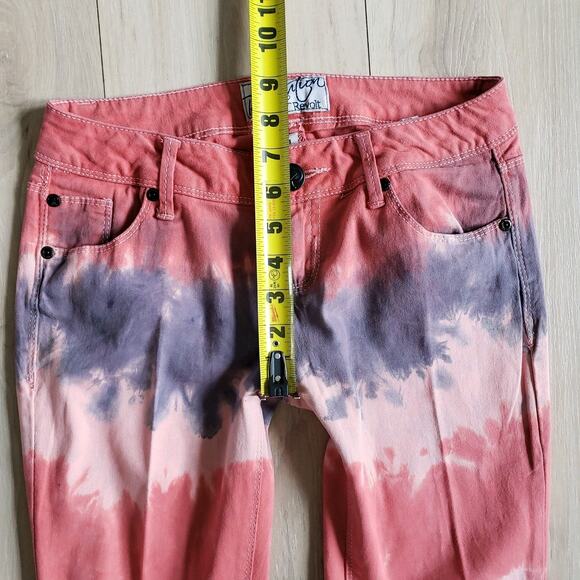 Revolution Revolt Jeans Womens 1 Pink Tie Dye Straight Leg Tapered Pants 27x28 - Picture 5 of 13